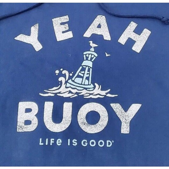 Life Is Good Yeah Buoy Hoodie Sweatshirt Soft Cotton Mens Sz M Navy Blue NEW NWT - Picture 4 of 14